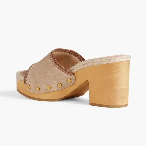 VERONICA BEARD Hannalle Jute-trimmed Suede Platform Mules - Picture 3 of 7